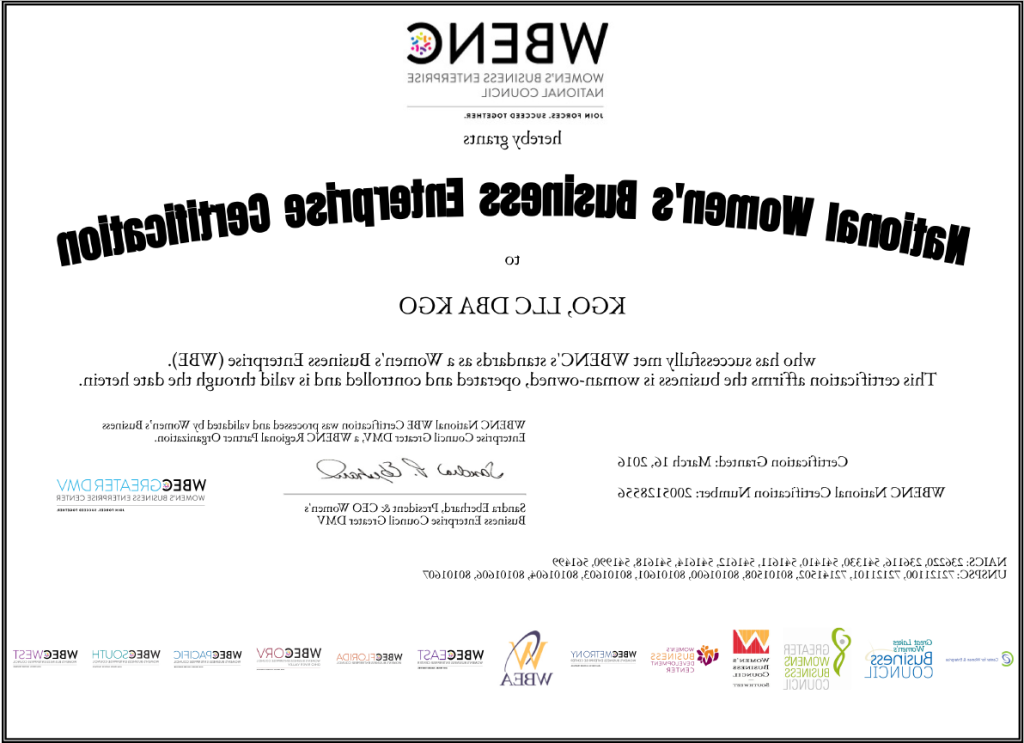 KGO WBENC Certificate